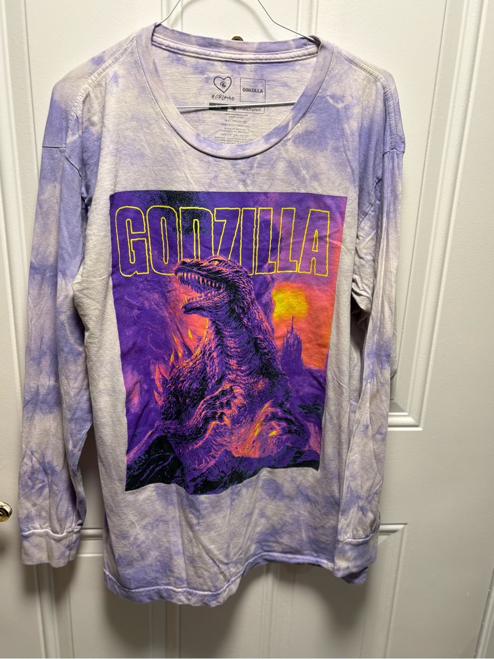 Tie-Dye Godzilla Long Sleeve Tee - Picture 1 of 2